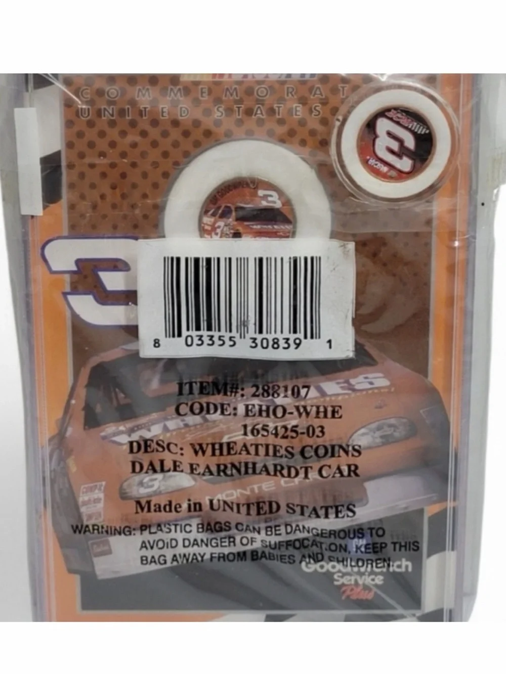 Dale Earnhardt rare collector Orange Commemorative Coin Card with NASCAR